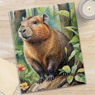 Glad Kapybara i regnskog Vilda djur Pussel