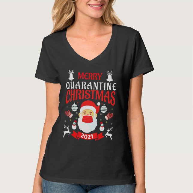 Glad karantän jul 2021 Tomtehatt Ansikte Mask T Shirt (Framsida)