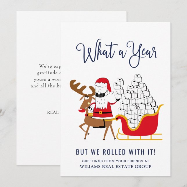 Glad karantän jul hjort buffel bolag julkort (Fram/baksida)