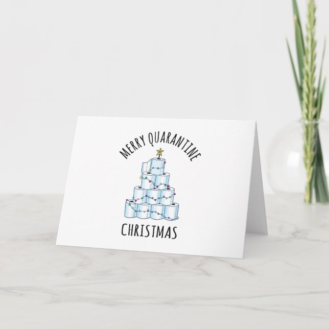 Glad karantän jul toalettpapper träd kort (Framsida)