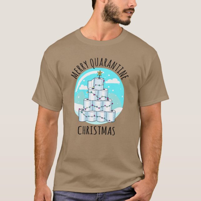 Glad karantän julgran toalettpapper t shirt (Framsida)