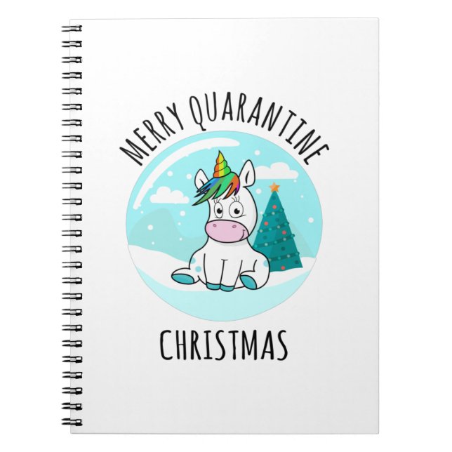 Glad karantäns jul enhörning anteckningsbok (Framsidan)
