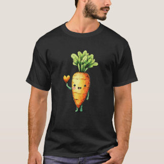 Glad kärlek morot med hjärta söt vegan t shirt