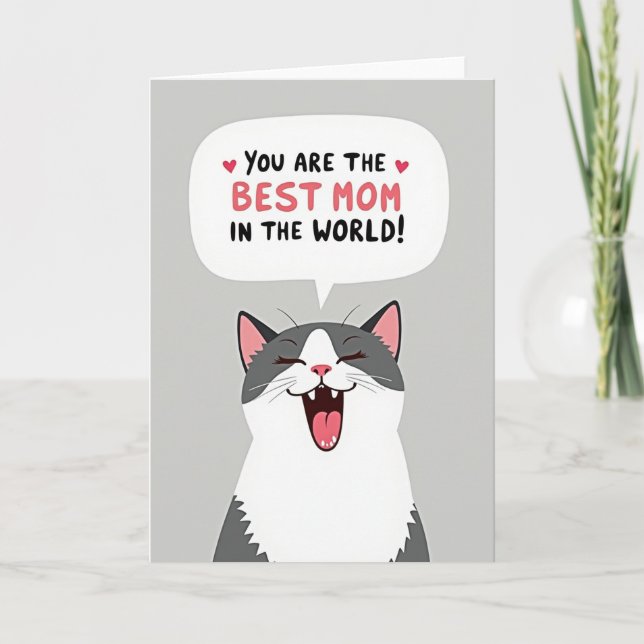 Glad katt bästa mamma-kort kort (Framsida)