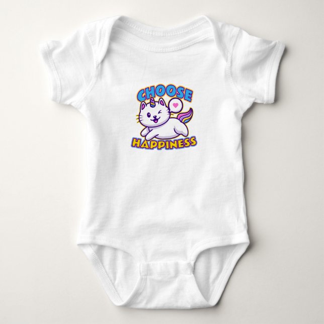 Glad katt blinkande löpning med glädje fras t shirt (Framsida)