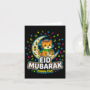 Glad katt eid mubarak för muslimska barn eid al kort