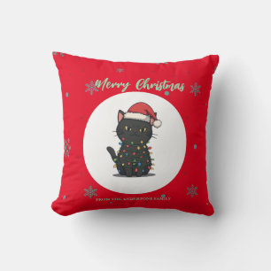 Glad katt julgran kattunge CatMAS Snöflinga Kudde