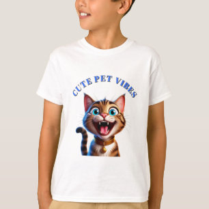 Glad katt med halsband Söt husdjurserie Cartoon Ar T Shirt