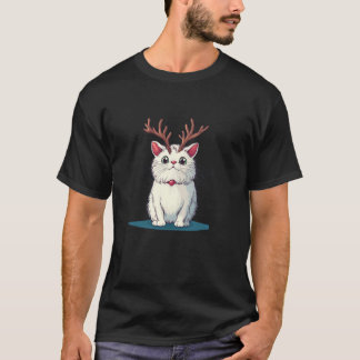 Glad katt med horn för en festlig touch t shirt