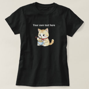 Glad katt som äter Ramen nudlar T Shirt