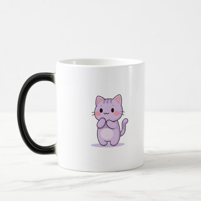 Glad Katt Söt Tecknad Karaktär Magisk Mugg (Vänster)