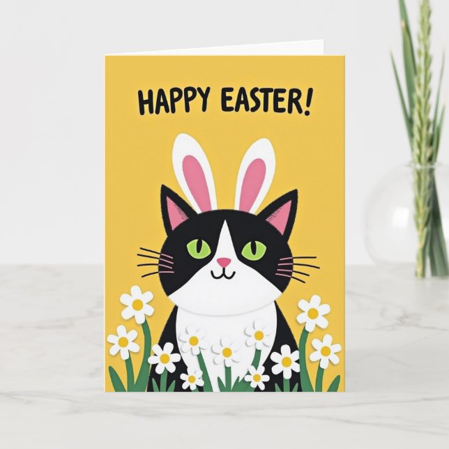 Glad katt Springtime kort (Framsida)