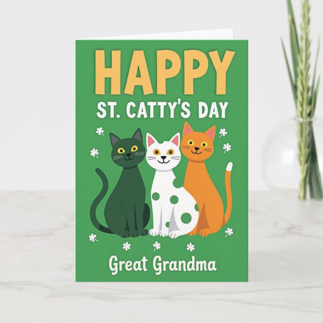 Glad katt St Cattys dag-kort Kort (Framsida)