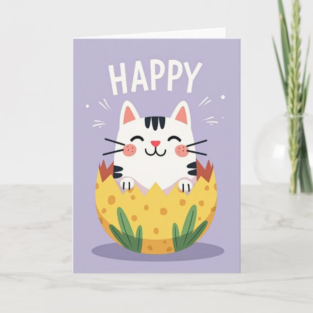 Glad katt-utslappskort kort (Framsida)