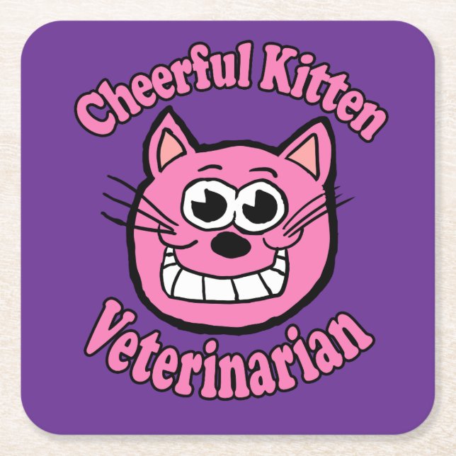 Glad katt veterinär underlägg papper kvadrat (Framsidan)