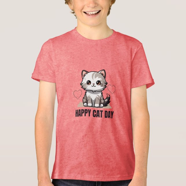 Glad kattdag t shirt (Framsida)