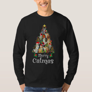 Glad kattjul jul män kvinnor barn katt jul t shirt
