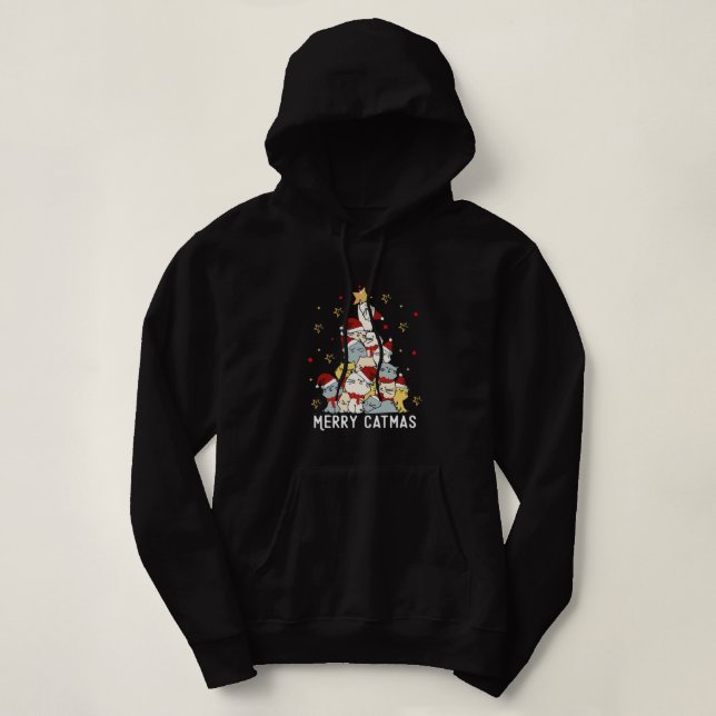 Glad kattjul Julgran Vinterkatter Tomte Kat  T Shirt (Design framsida)