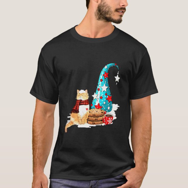 Glad kattjul  Katt med kakor T Shirt (Framsida)
