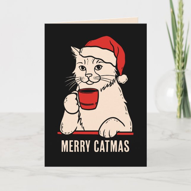 Glad kattjul kattmamma och kattpappa helgkort (Framsida)