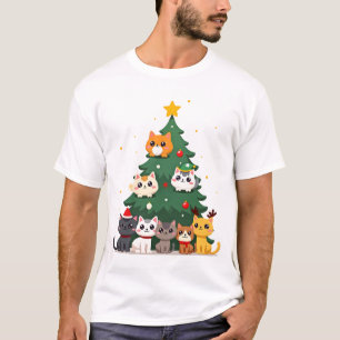 Glad kattjul Rolig julgran, Katter Jul Meow T Shirt