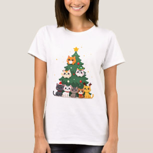 Glad kattjul Rolig julgran, Katters jul Mysig T Shirt