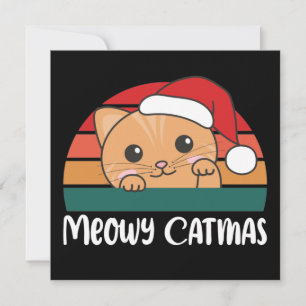 Glad kattjul Rolig katt jul pun julinbjudan Inbjudningar