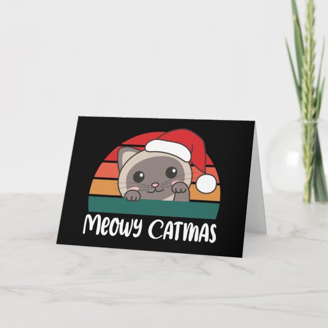 Glad kattjul Rolig katt jul pun julkort Helgkort (Framsida)