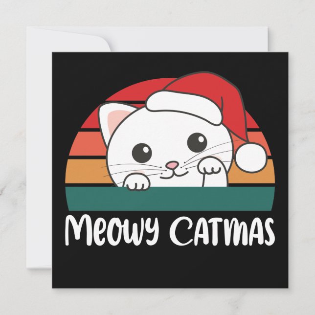 Glad kattjul Rolig katt jul punchs inbjudan (Framsida)