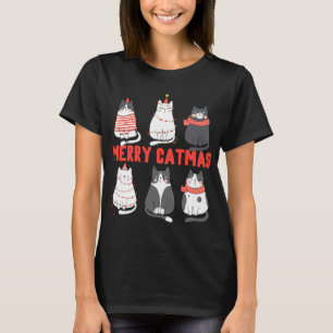 Glad kattjul Xmas Nyhet Kattälskare Julbelysning T Shirt