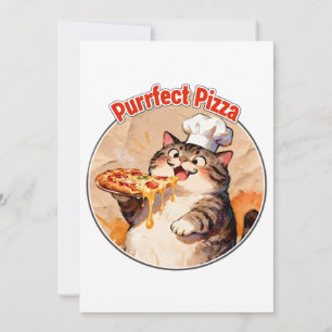 Glad kattkock med pizza inbjudningar