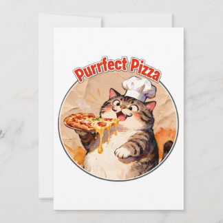 Glad kattkock med pizza inbjudningar