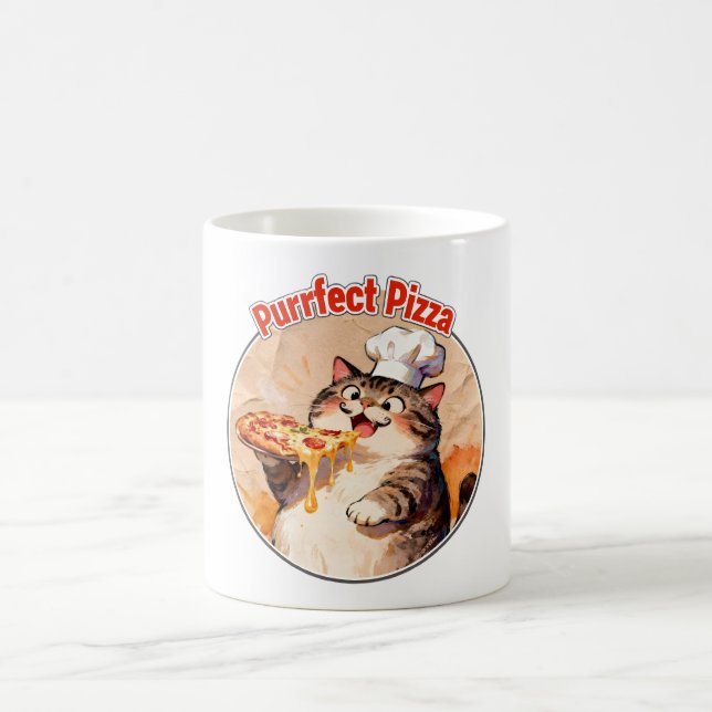 Glad kattkock med pizza kaffemugg (Center)