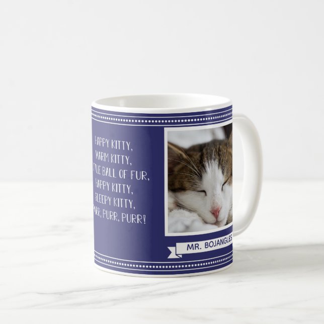 Glad Katts Foto Navy Namn Kaffemugg (Framsida höger)