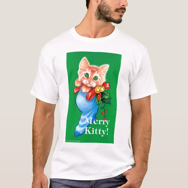 Glad kattunge! VitT-tröja T-shirt (Framsida)