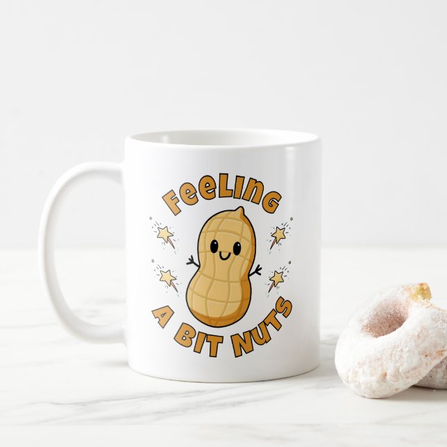 Glad Kawaii Jordnöttecknad Serie – Känner Mig Lite Kaffemugg (Med munk)