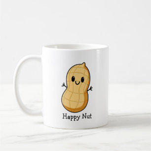 Glad Kawaii Jordnötteckning – Söt Leende Nöt Kaffemugg