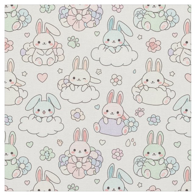 Glad Kawaii Kanin Tyg (Närbild)