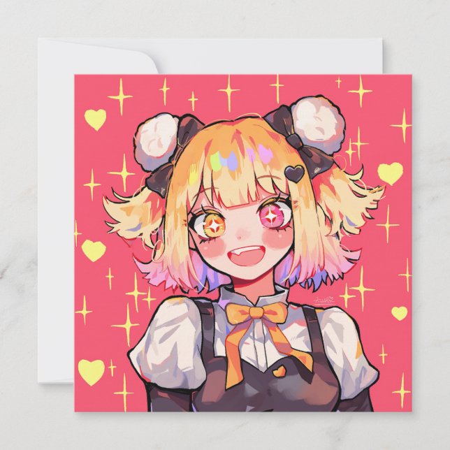 Glad Kawaii Karaktärs Festtema Inbjudningar (Framsida)