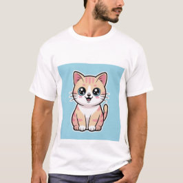 Glad Kawaii Katt Ler Stort - Pastell Kattunge ✨🐾 T Shirt