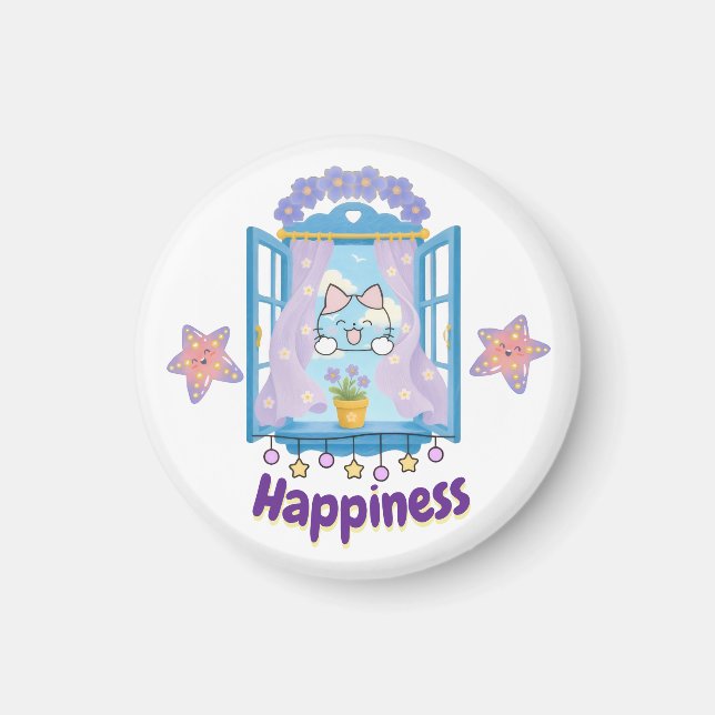 Glad Kawaii Kittens Design Magnet (Framsidan)
