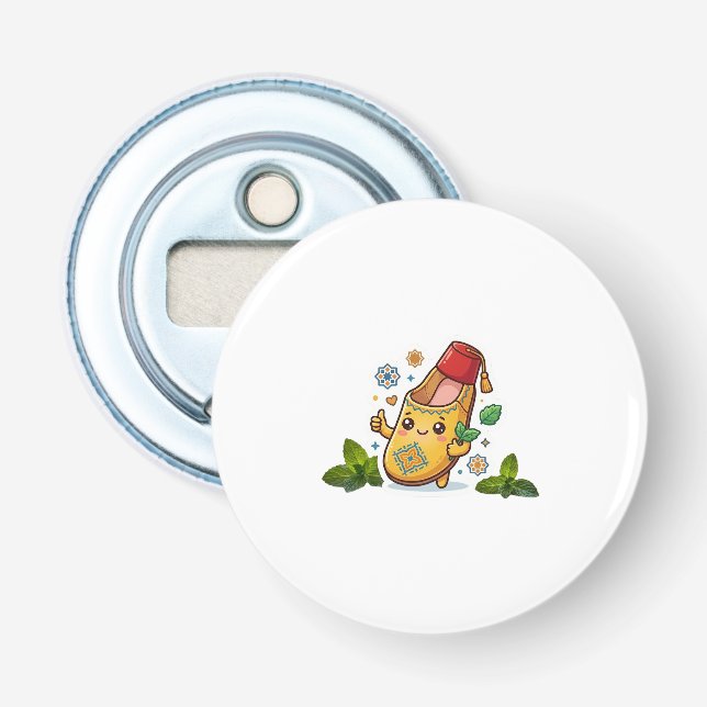 Glad Kawaii Marockansk Balgha - Traditionell Gul  Flasköppnare (Framsidan)