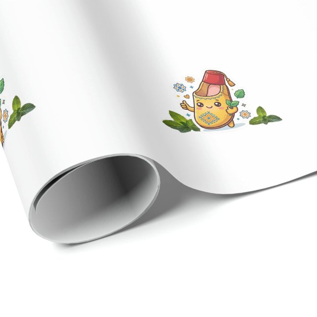 Glad Kawaii Marockansk Balgha - Traditionell Gul  Presentpapper (Rullad Hörn)