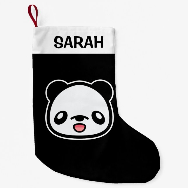 Glad Kawaii Panda Med Anpassat Namn Liten Julstrumpa (Framsidan)