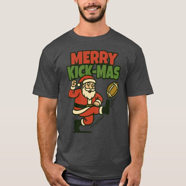 Glad Kick-Mas Rolig Jul Fotboll T Shirt (Framsida)