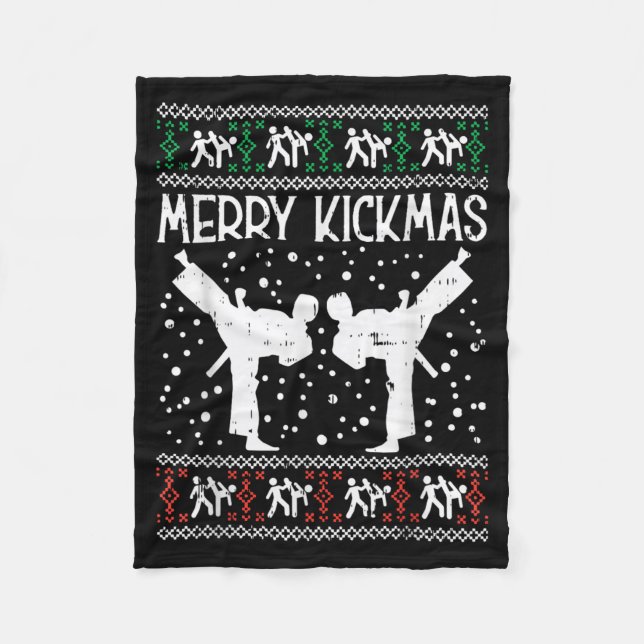 Glad Kickmas Fjuljul Karate Jiu Jitsu Fleecefilt (Framsidan)