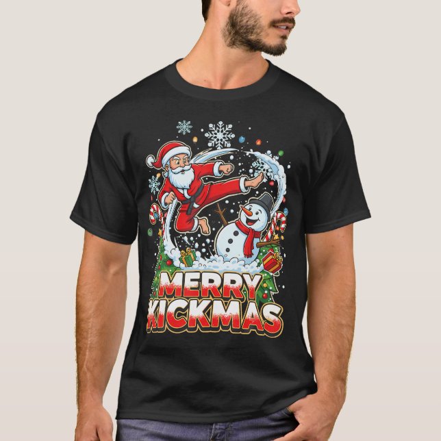 Glad Kickmas ful Jul Jiu Jitsu Rolig T Shirt (Framsida)