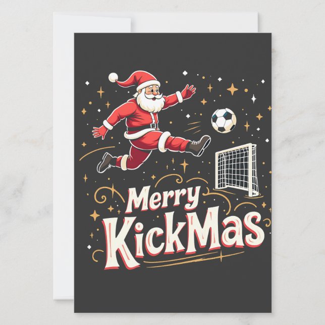 Glad Kickmas Rolig Tomte Fotbollsentusiaster Inbjudningar (Framsida)
