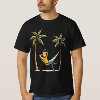 Glad kille i hängmatta strand semest konst t shirt