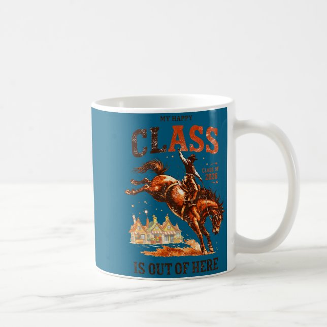 Glad klass är ute här klass 2026 cowboy kaffemugg (Höger)